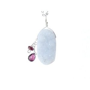 Druzy Garnet Necklace 925 Sterling Silver